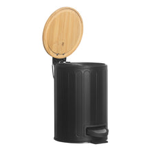 Load image into Gallery viewer, PIFCO 3L Arch Textured Slow Close Bin with Bamboo Lid Black