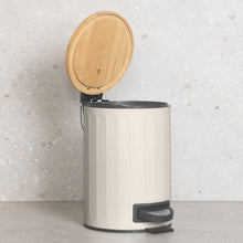 Load image into Gallery viewer, PIFCO 3L Arch Textured Slow Close Bin with Bamboo Lid Beige