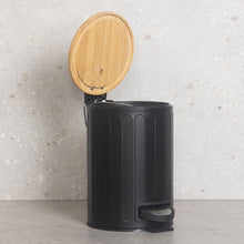 Load image into Gallery viewer, PIFCO 3L Arch Textured Slow Close Bin with Bamboo Lid Black