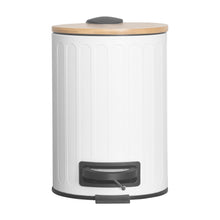 Load image into Gallery viewer, PIFCO 3L Arch Textured Slow Close Bin with Bamboo Lid White
