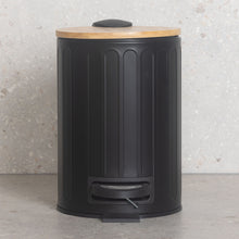 Load image into Gallery viewer, PIFCO 3L Arch Textured Slow Close Bin with Bamboo Lid Black
