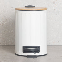 Load image into Gallery viewer, PIFCO 3L Arch Textured Slow Close Bin with Bamboo Lid White
