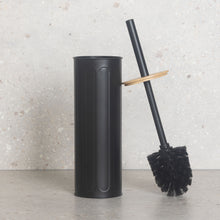 Load image into Gallery viewer, PIFCO Arch Textured Toilet Brush with Bamboo Lid Black
