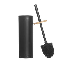 Load image into Gallery viewer, PIFCO Arch Textured Toilet Brush with Bamboo Lid Black
