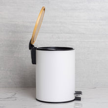 Load image into Gallery viewer, PIFCO 3L Slim Bathroom Bin with Bamboo Lid White
