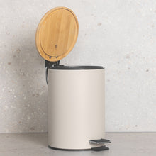 Load image into Gallery viewer, PIFCO 3L Slim Bathroom Bin with Bamboo Lid Beige
