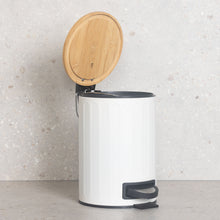 Load image into Gallery viewer, PIFCO 3L Arch Textured Slow Close Bin with Bamboo Lid White
