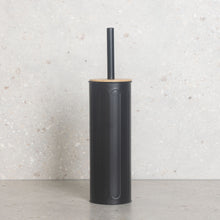 Load image into Gallery viewer, PIFCO Arch Textured Toilet Brush with Bamboo Lid Black
